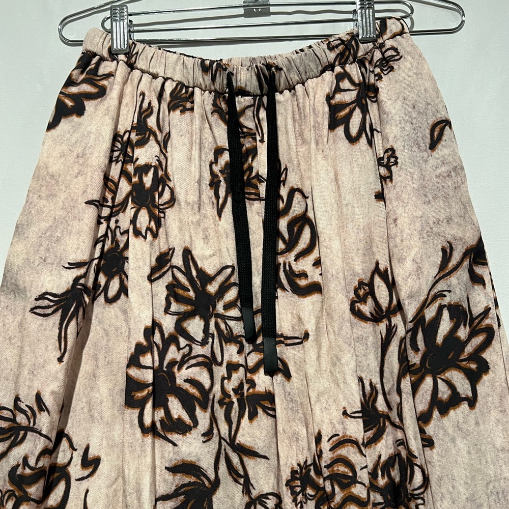 Elegant Viscose Floral Wide-Leg Resort Trousers Drawstring Pockets Pants - Picture 3 of 10